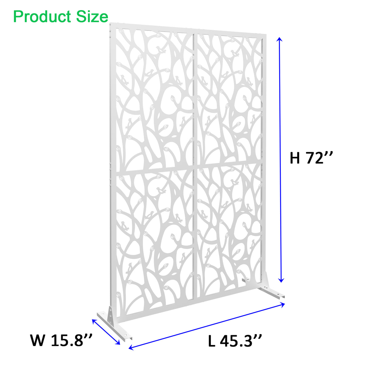 Metal Privacy Screen Dimensions – 45.3"W x 72"H