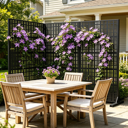 Metal Garden Privacy Screen – Slatted Panel Design