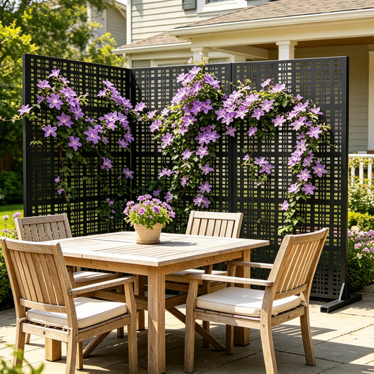 Metal Garden Privacy Screen – Slatted Panel Design