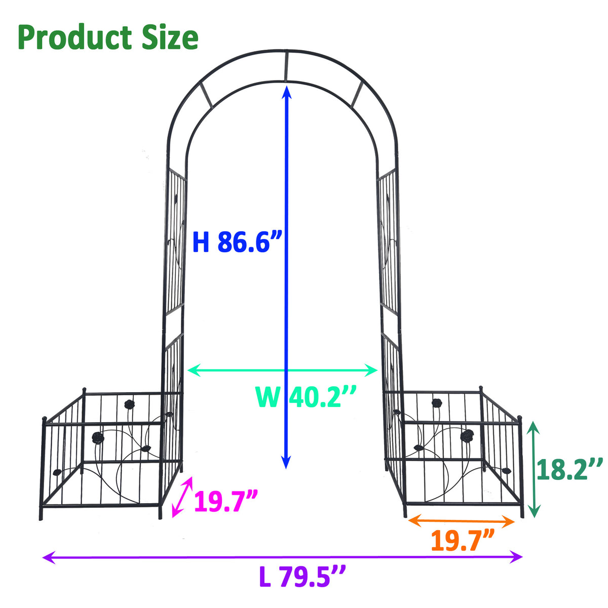 Metal Garden Trellis Dimensions – 79.5"W x 86.6"H