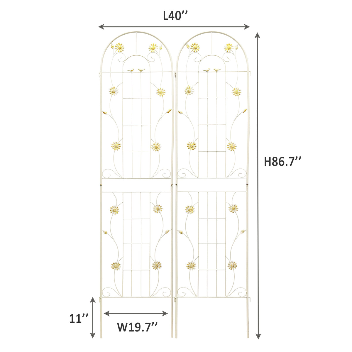 Metal Garden Trellis Dimensions - 2-Pack – 40"W x 86.7"H