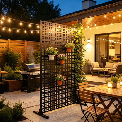 Metal Privacy Screen, Grid Panel Design