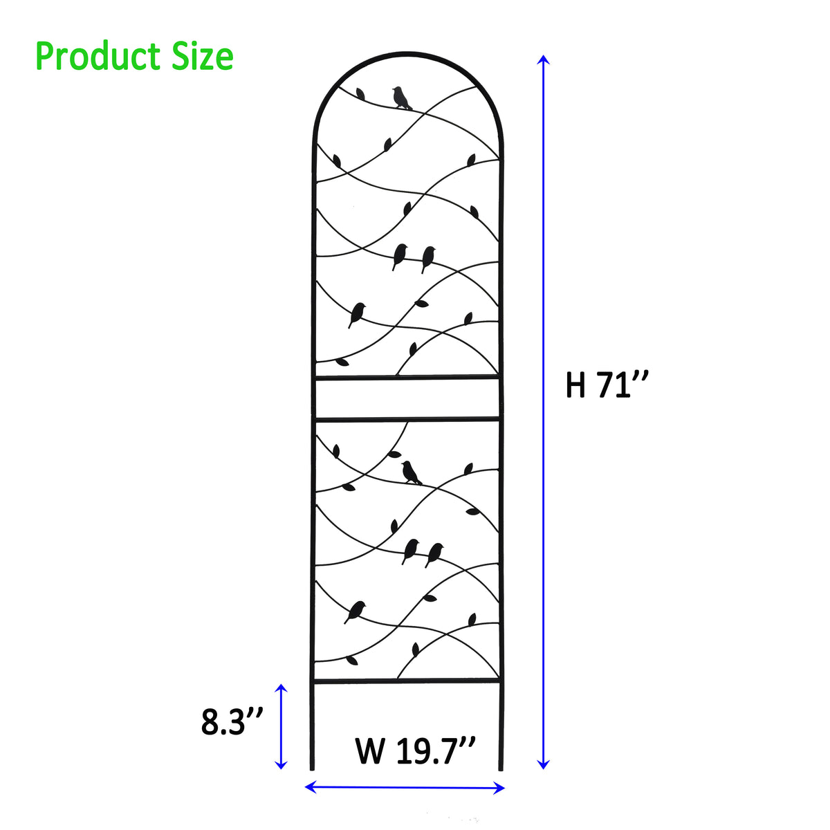 Metal Garden Trellis Dimensions –19.7"W x 71"H