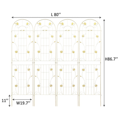 Metal Garden Trellis Dimensions - 4-Pack – 80"W x 86.7"H