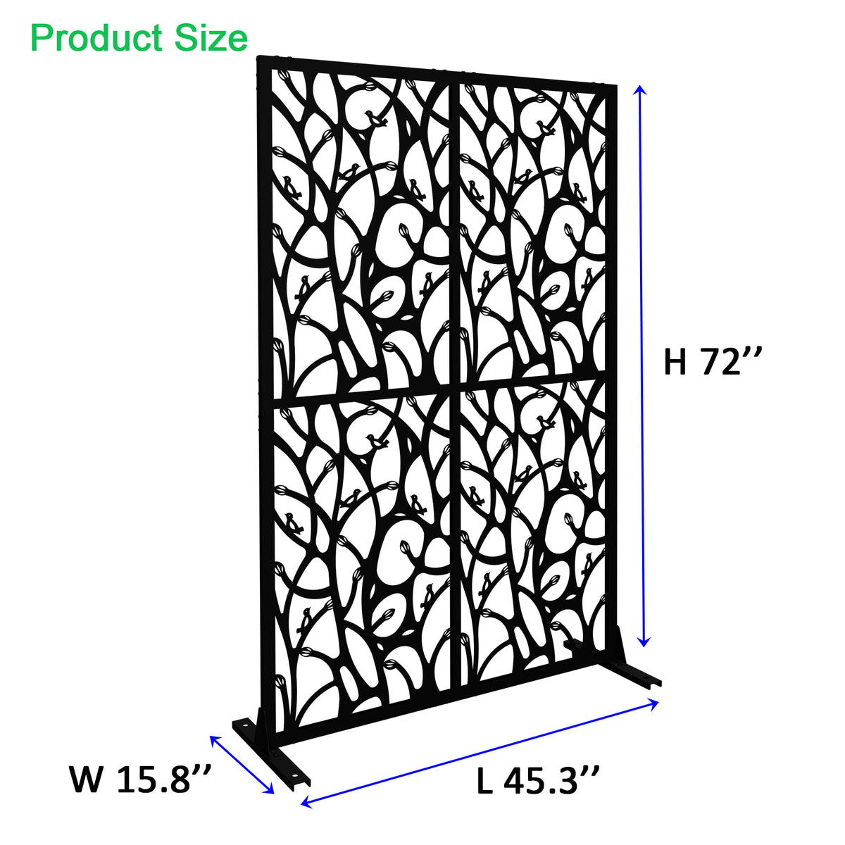 Metal Privacy Screen Dimensions – 45.3"W x 72"H