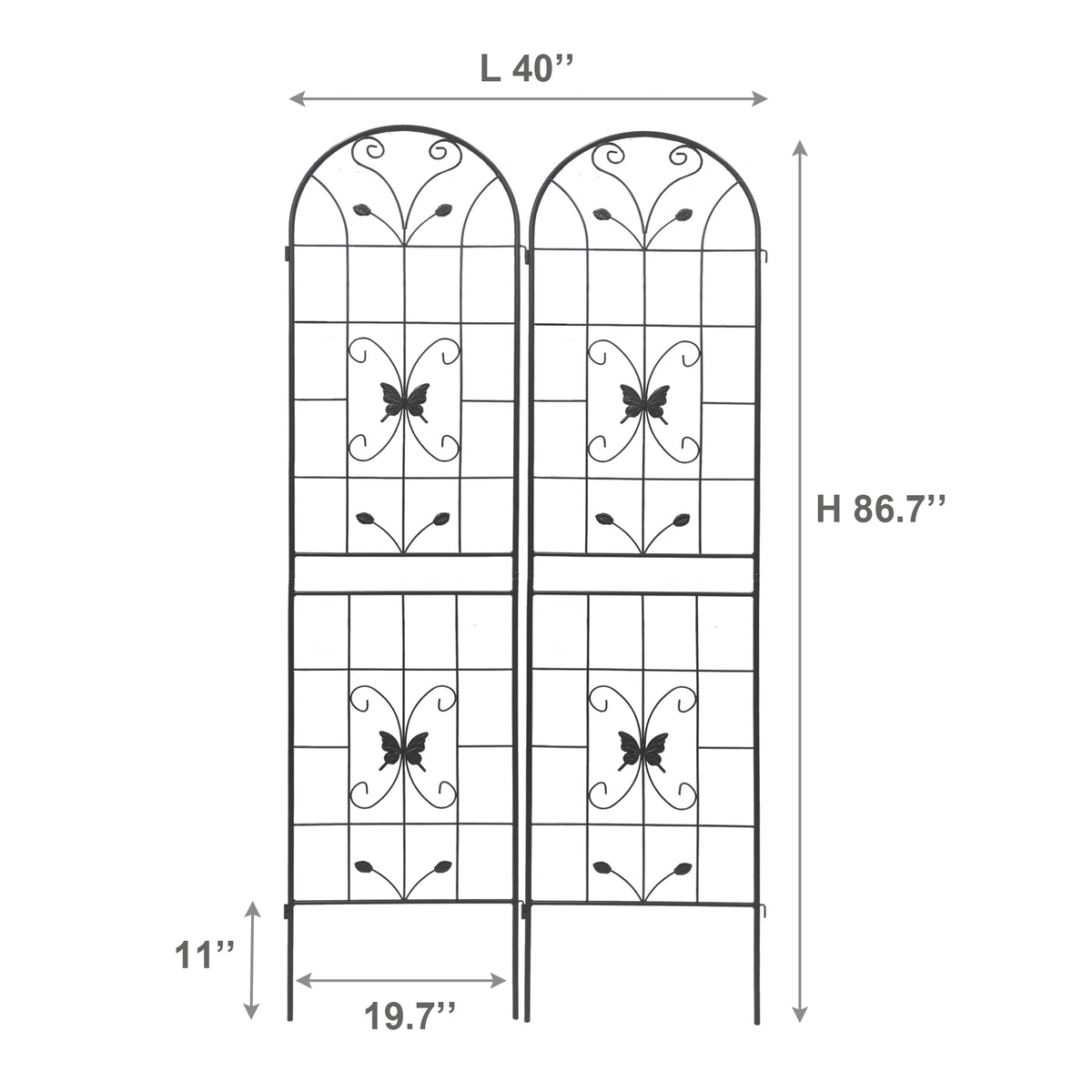 Metal Garden Trellis Dimensions –19.7"W x 86.7"H