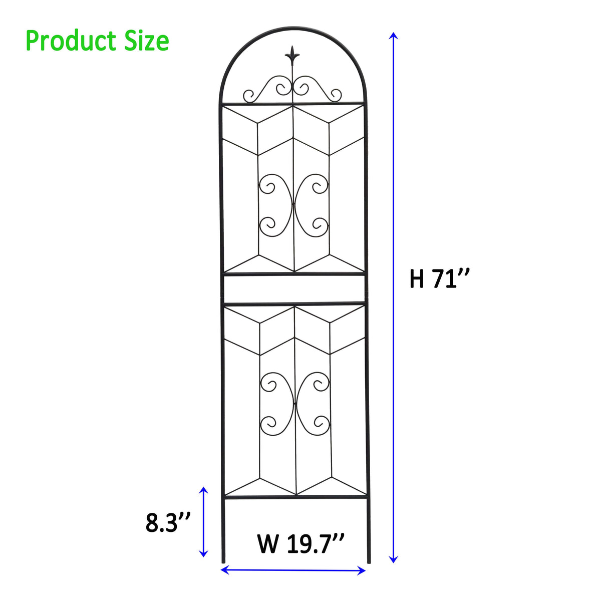 Metal Garden Trellis Dimensions — 71"H × 19.7"W